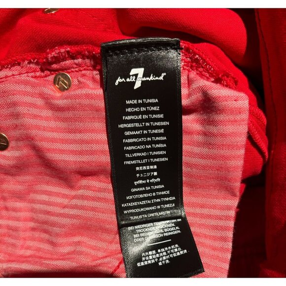 7 For All Mankind Women's Red Distressed Straight-Leg Jeans Size 29 - Picture 10 of 11